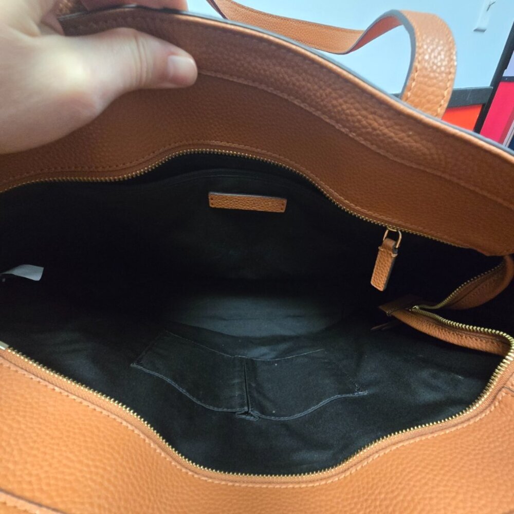 Marc Jacobs Jordan Studded Leather Tote NWOT Cognac Brown Pebbled Work Laptop - Picture 5 of 7